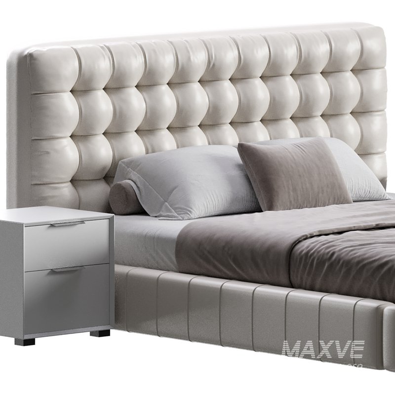 White Upholstered Panel Bed - Image 6
