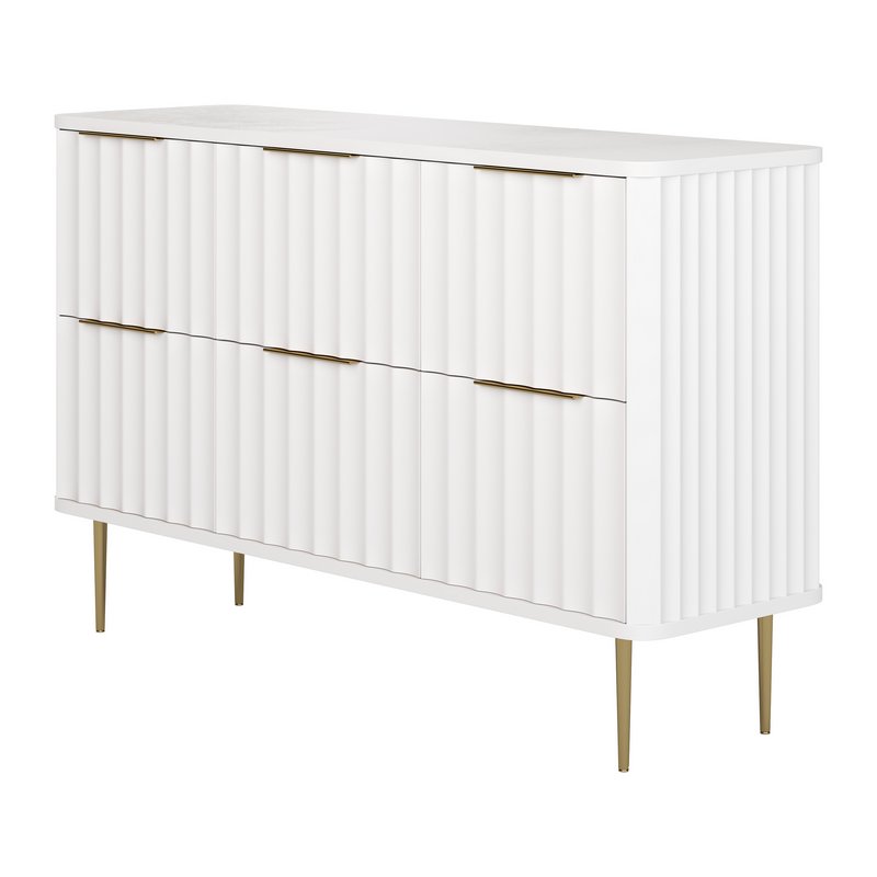 White Bedroom Dresser for Storage in Gold - Image 7