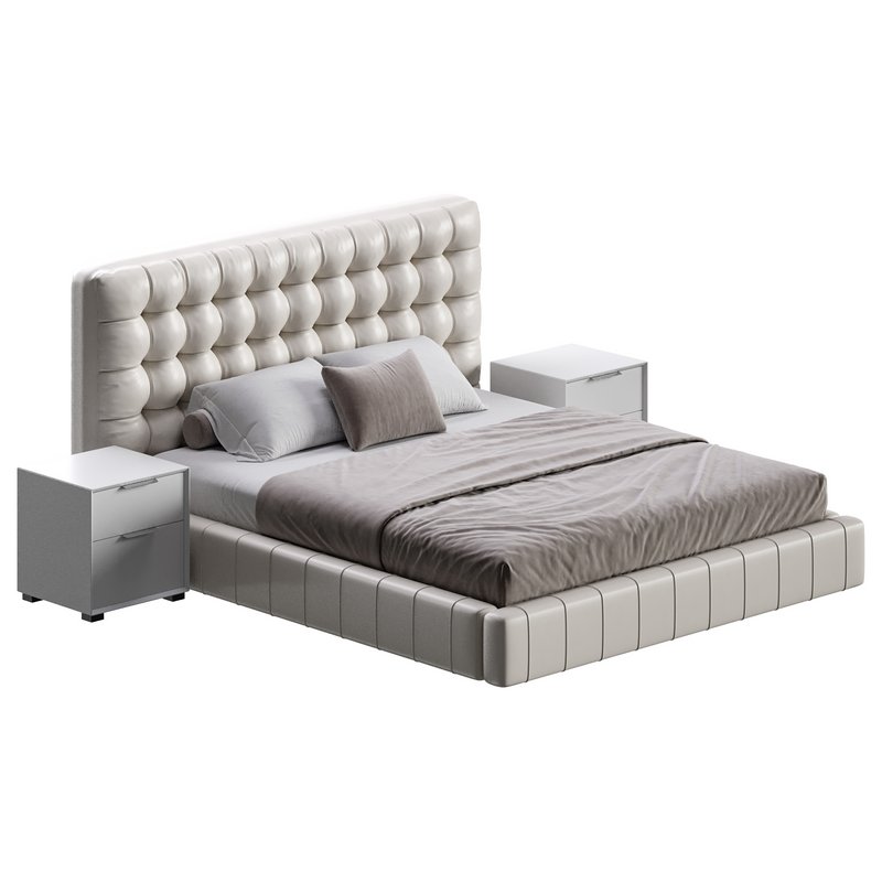 White Upholstered Panel Bed - Image 7