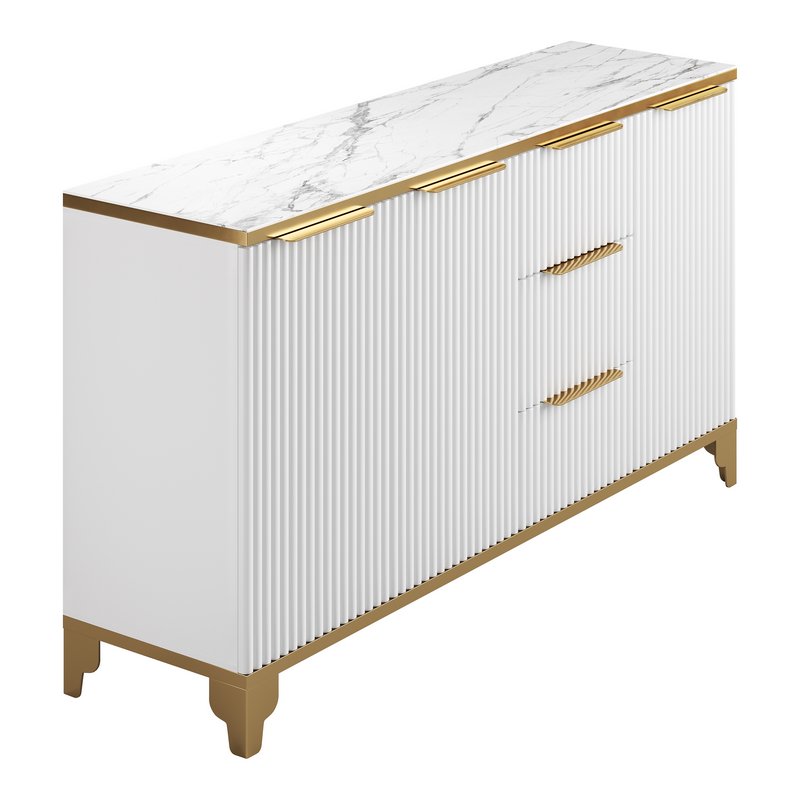 White Sideboard with Tempered Glass - Image 8