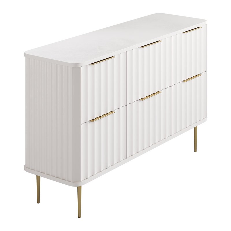 White Bedroom Dresser for Storage in Gold - Image 8