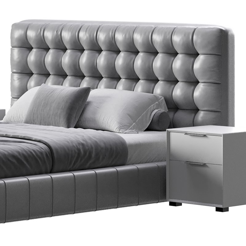 White Upholstered Panel Bed - Image 9