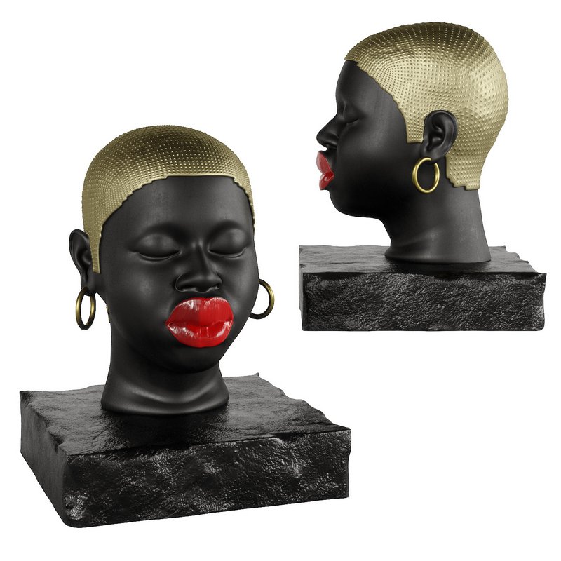 Modern Figure Head Female Black Red Lip - Image 1