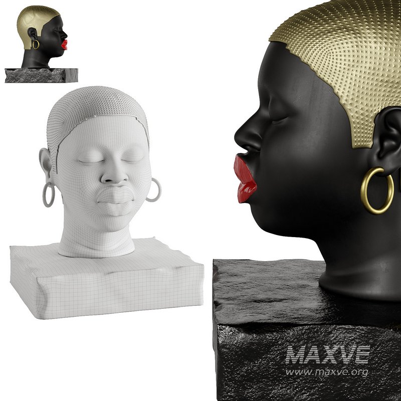 Modern Figure Head Female Black Red Lip - Image 2