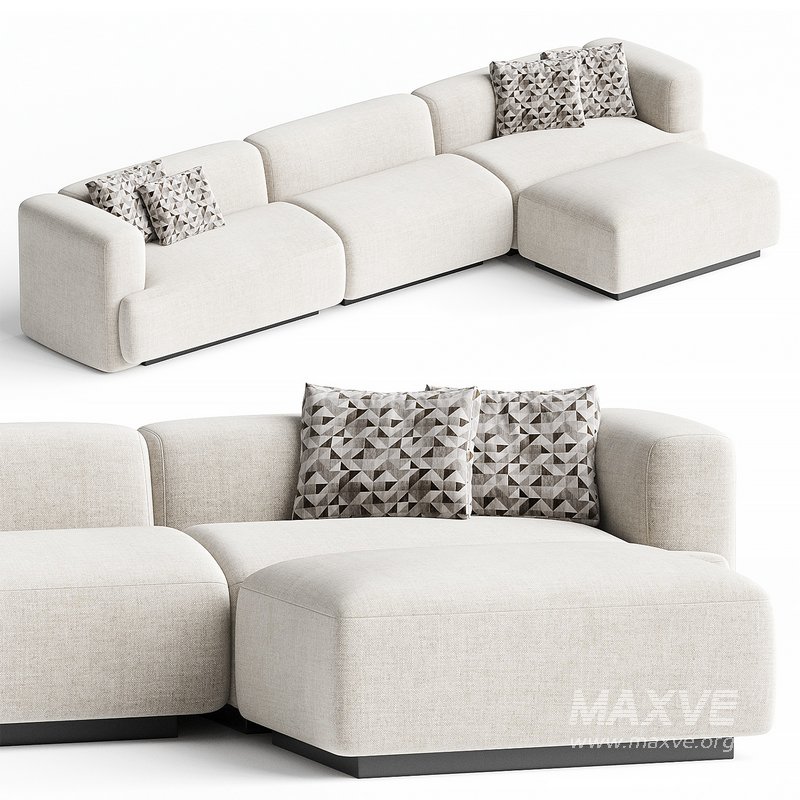 TERRAIN 4-PIECE L-SHAPED IVORY BOUCLE SECTIONAL SOFA - Image 1