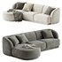 3.5-seater corner sofa Miley left velvet - Thumbnail 4