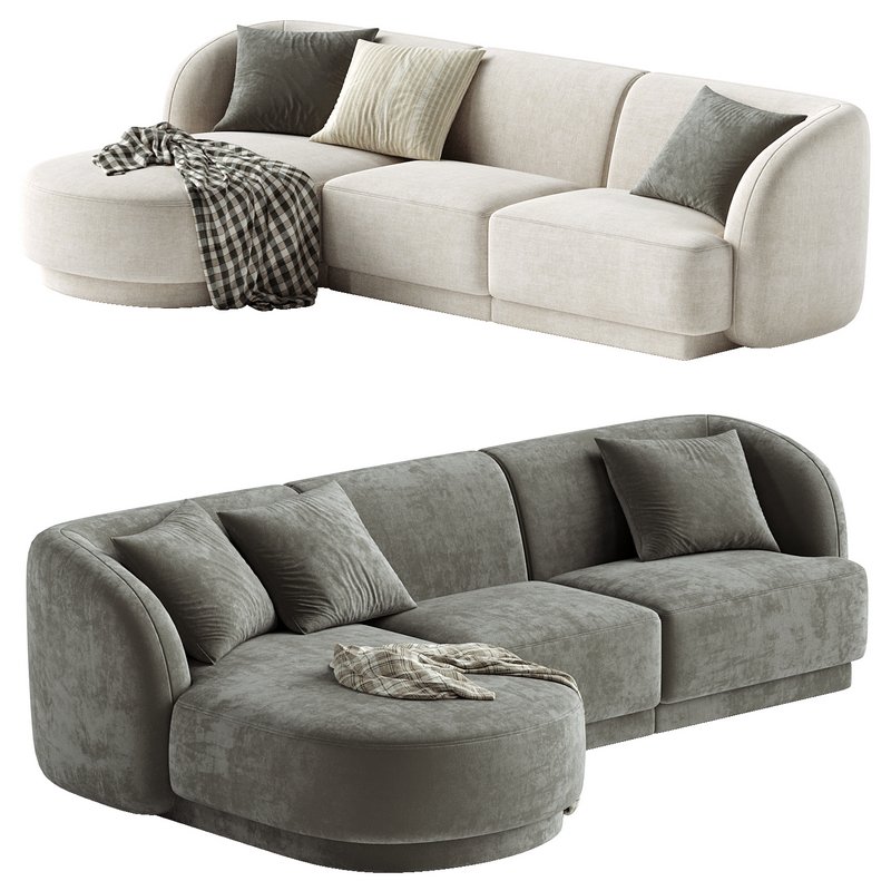 3.5-seater corner sofa Miley left velvet - Image 4