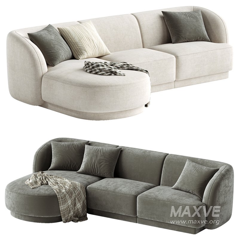 3.5-seater corner sofa Miley left velvet - Image 1
