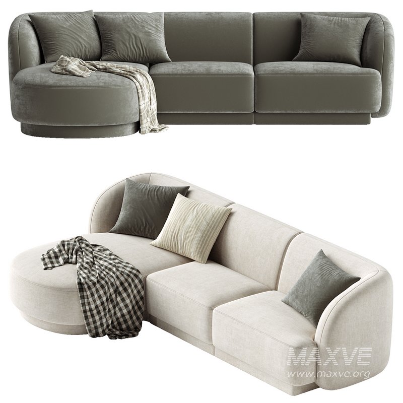 3.5-seater corner sofa Miley left velvet - Image 2