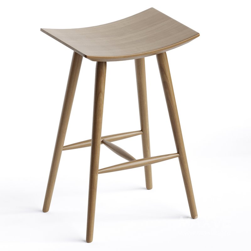 Yoko Curved Ash Wood Barstool - Image 4
