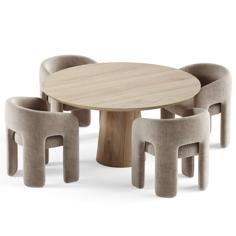 Byron Dining Chair & Round walnut dining table Qone - Image 1