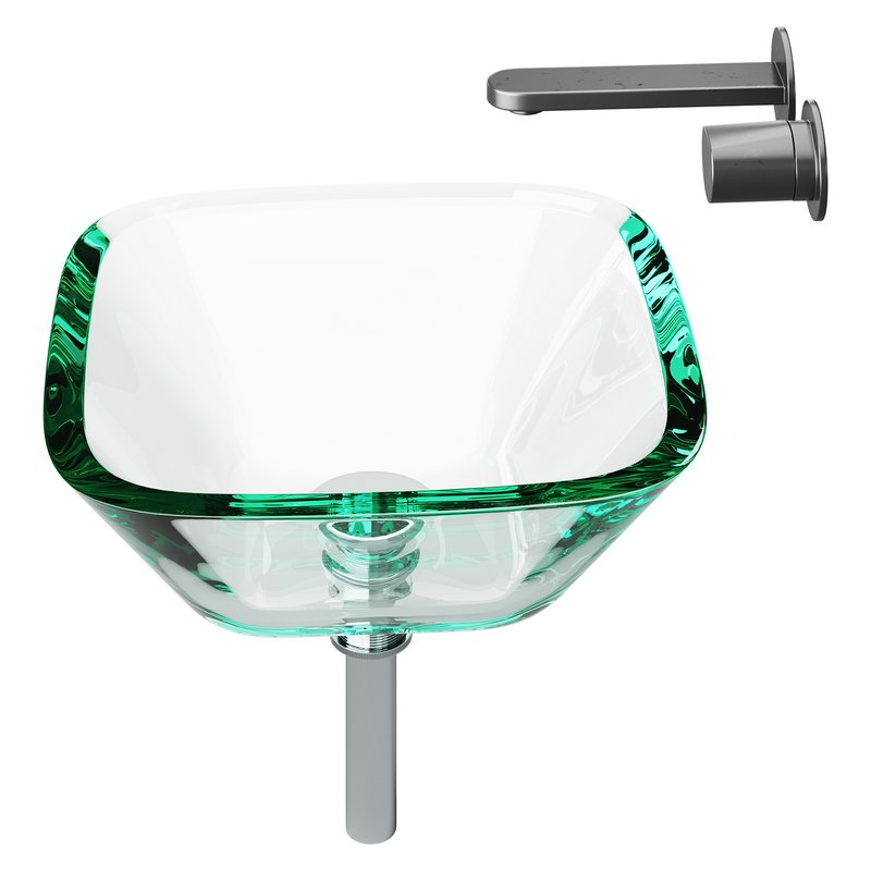 Square Glass Bathroom Vessel Sink with Drain Mini Bath Bowl - Image 11
