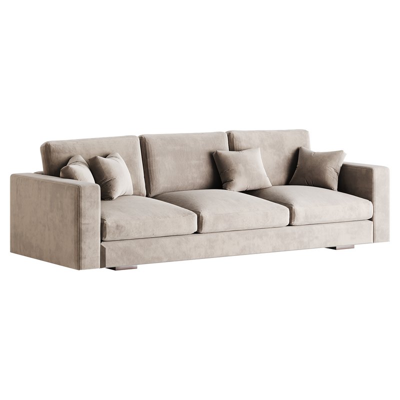 Modern Square Arm Fabric Sofa - Image 12