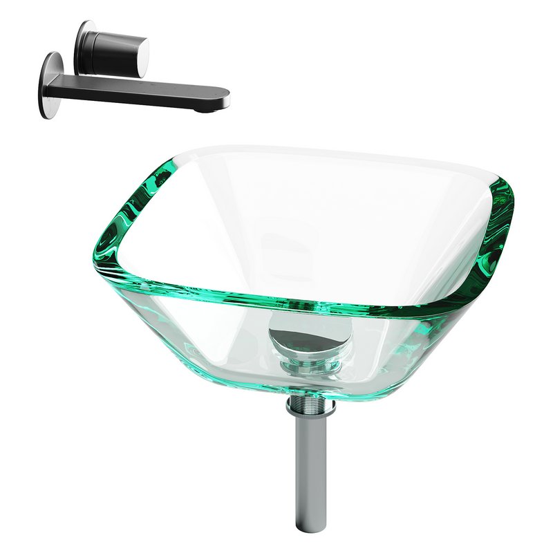 Square Glass Bathroom Vessel Sink with Drain Mini Bath Bowl - Image 12