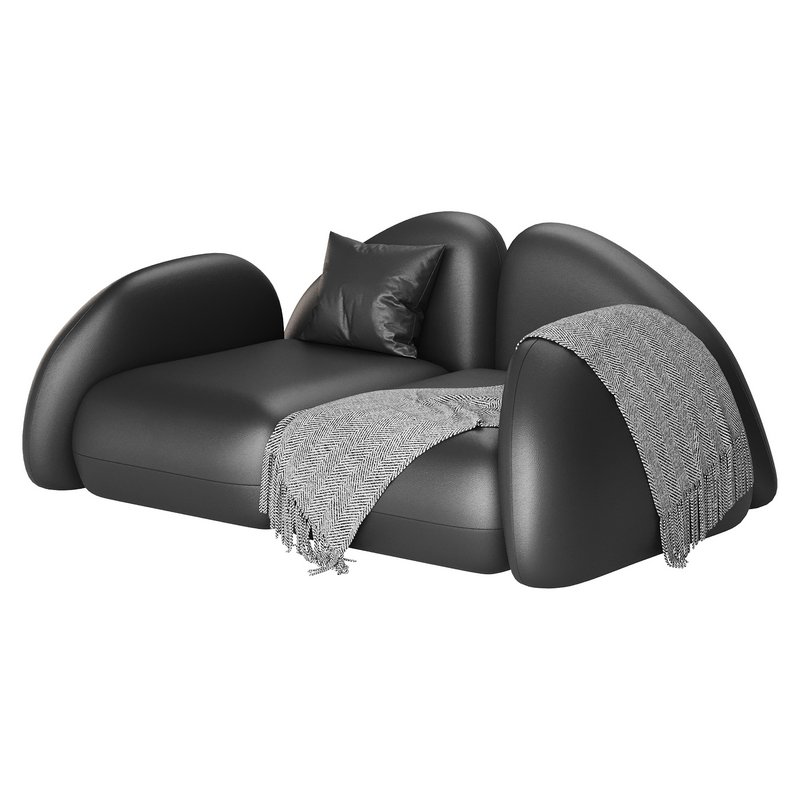 Modern Black Leather Armrest Standard Sofa - Image 12