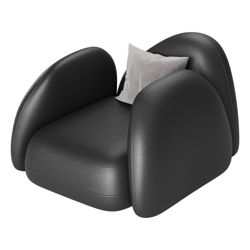 Modern Black Leather Armrest Standard Armchair - Image 12