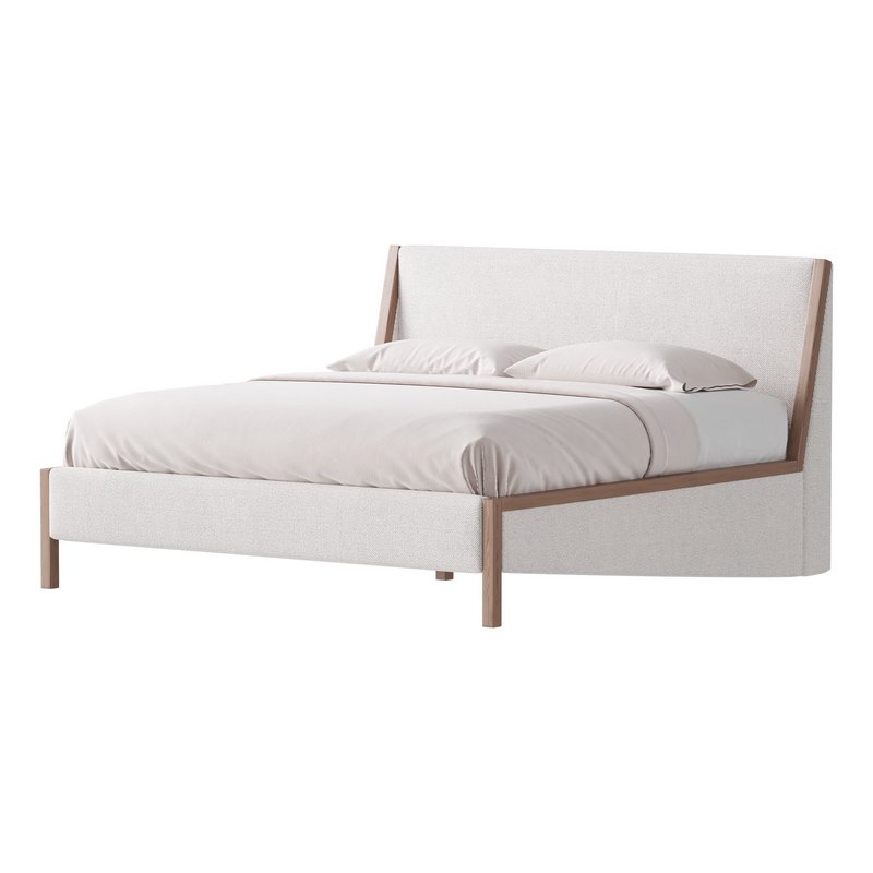 MALENA WHITE BOUCLE KING BED - Image 1