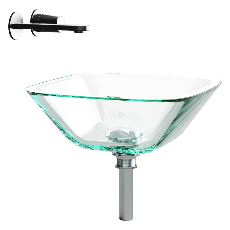 Square Glass Bathroom Vessel Sink with Drain Mini Bath Bowl - Image 13