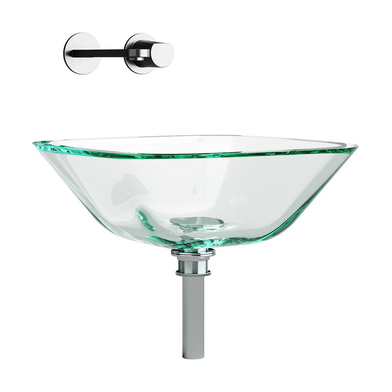 Square Glass Bathroom Vessel Sink with Drain Mini Bath Bowl - Image 14