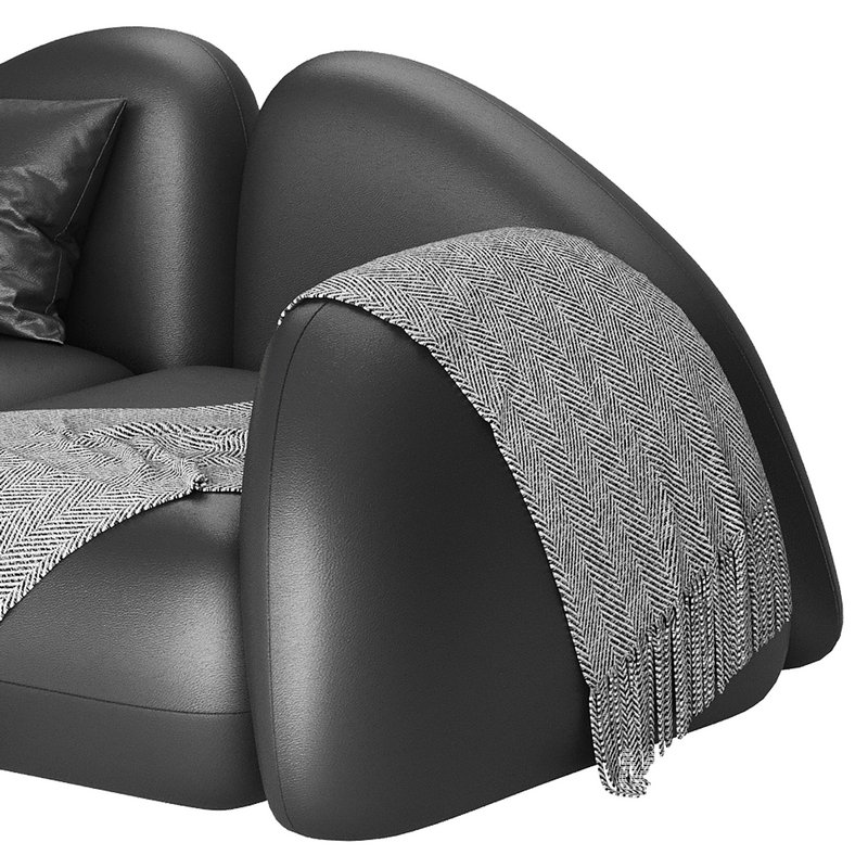 Modern Black Leather Armrest Standard Sofa - Image 14