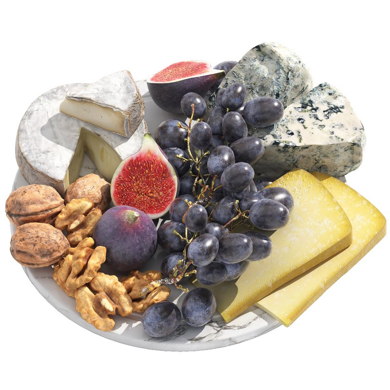 cheese plate with grapes figs and walnuts - Image 3