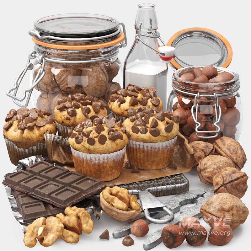 chocolate muffins and nuts set - Image 1