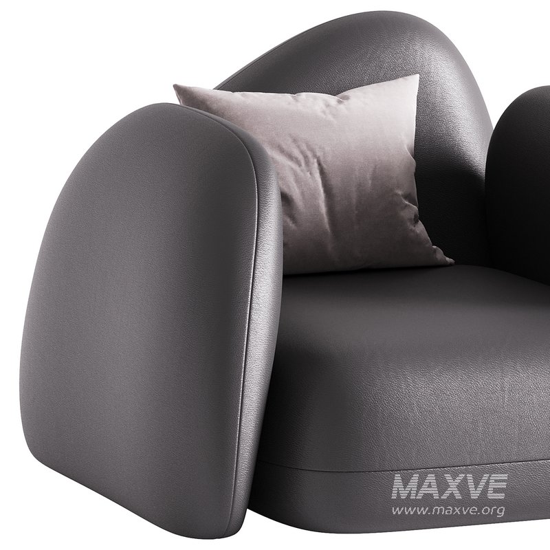 Modern Black Leather Armrest Standard Armchair - Image 13