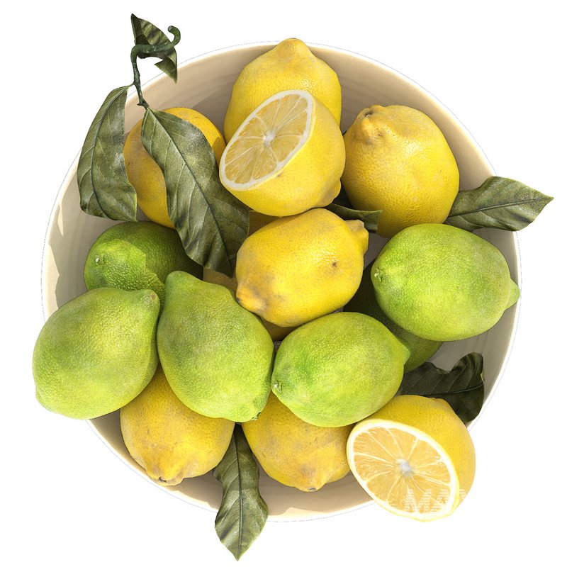 bowl of green and yellow lemons - Image 1