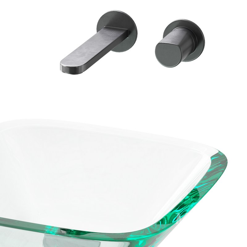Square Glass Bathroom Vessel Sink with Drain Mini Bath Bowl - Image 3