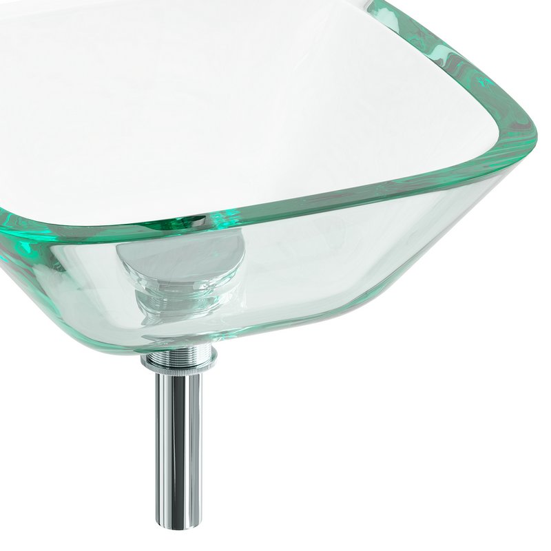 Square Glass Bathroom Vessel Sink with Drain Mini Bath Bowl - Image 2