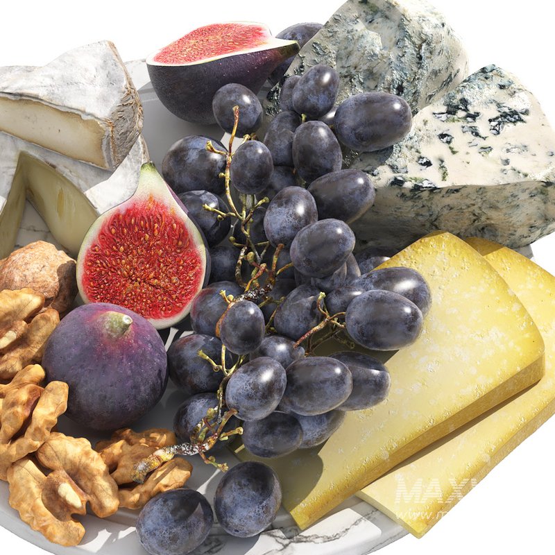 cheese plate with grapes figs and walnuts - Image 2