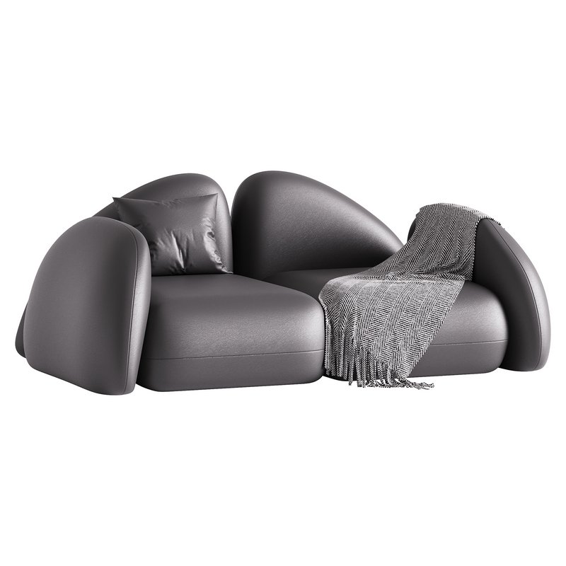 Modern Black Leather Armrest Standard Sofa - Image 4
