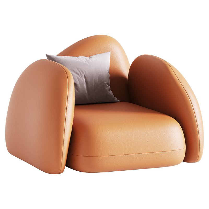 Modern Black Leather Armrest Standard Armchair - Image 3