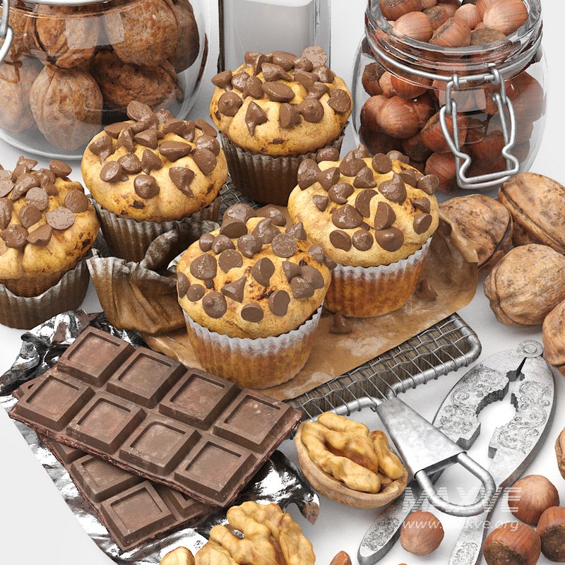 chocolate muffins and nuts set - Image 3
