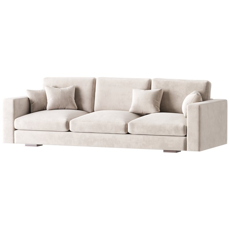 Modern Square Arm Fabric Sofa - Image 5