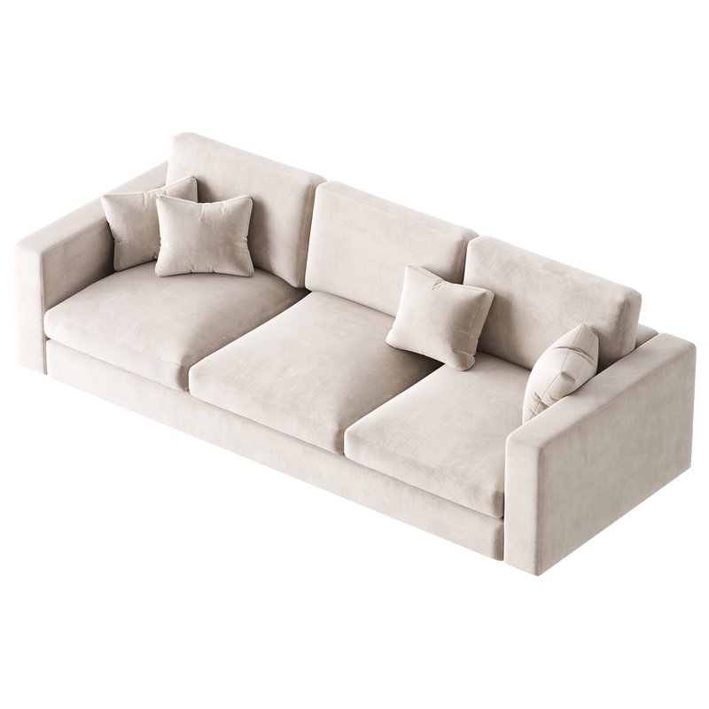 Modern Square Arm Fabric Sofa - Image 8