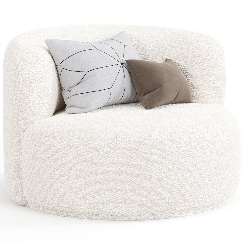 Fickle Cream Boucle Swivel Chair By Tovfurniture - Image 2