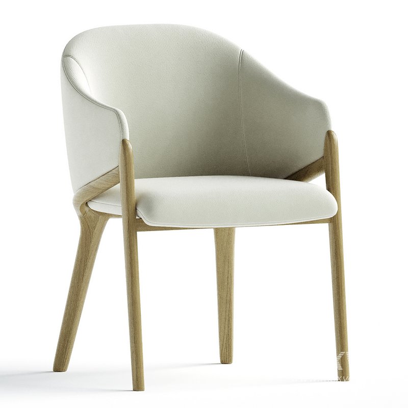 Coffey Cream Fabric And Walnut Arm Dining Chair - Image 1