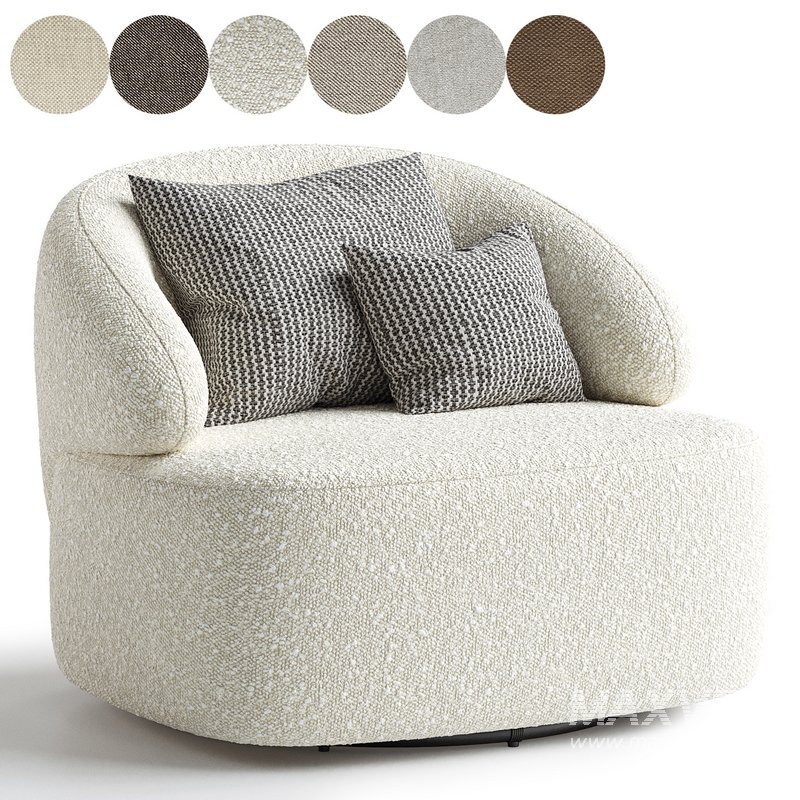 Upholstered Swivel Armchair - Image 3