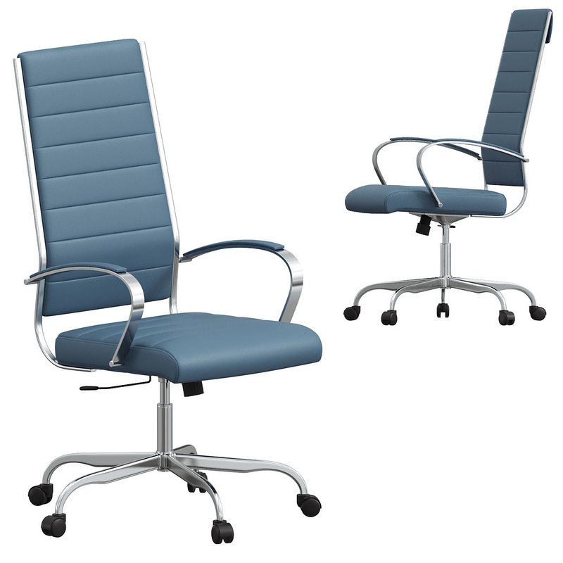 Benmar High Back Home Leather Office Chair, Navy Blue - Image 2