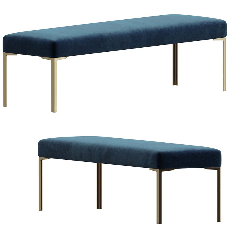 Astor 60 Brass Bench in Navy Velvet by Montage - Image 1