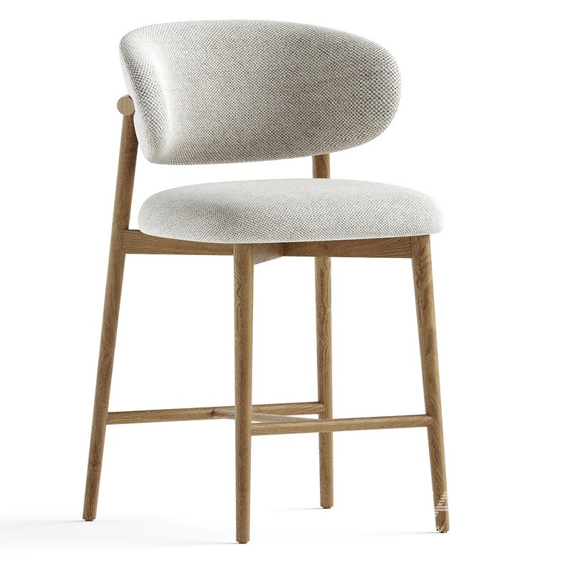 Curved Linen Backrest Bar Stools - Image 2
