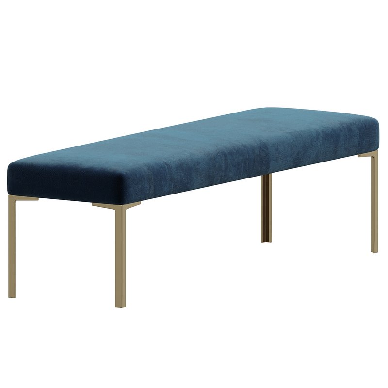 Astor 60 Brass Bench in Navy Velvet by Montage - Image 2