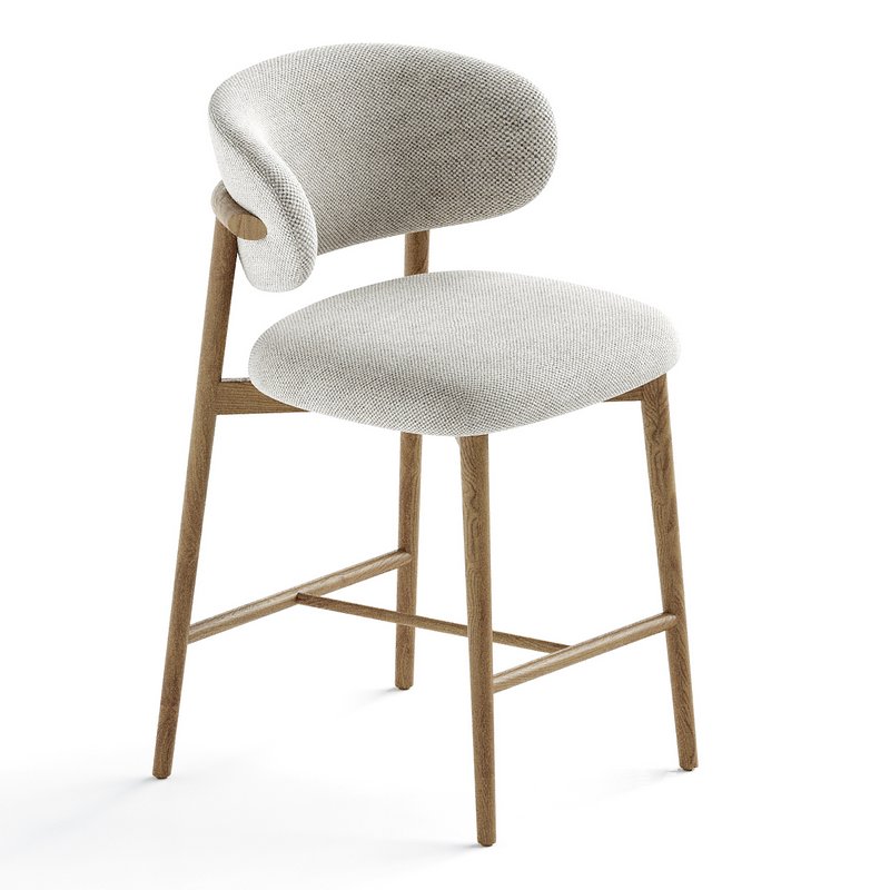 Curved Linen Backrest Bar Stools - Image 1