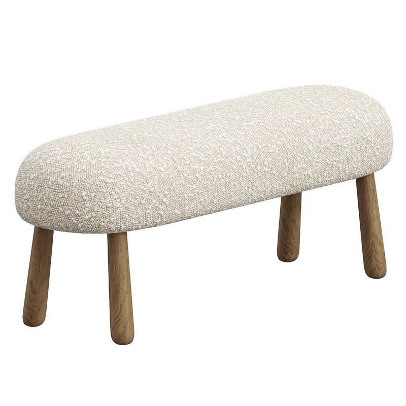 Wooly Bench in Natural Faux Lambswool & Walnut by Object Refinery - Image 1