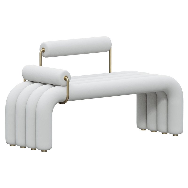 Modern White Line Tufted Bench - Image 1