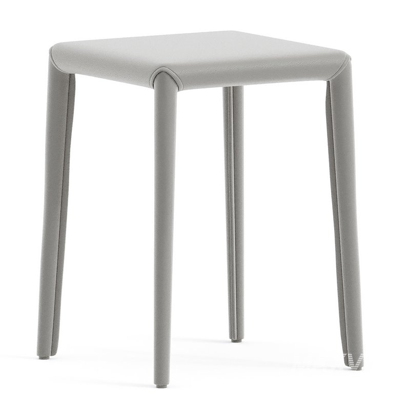 Modern Upholstered Metal Accent Stool with Backless Design and Stackable Legs - Image 3