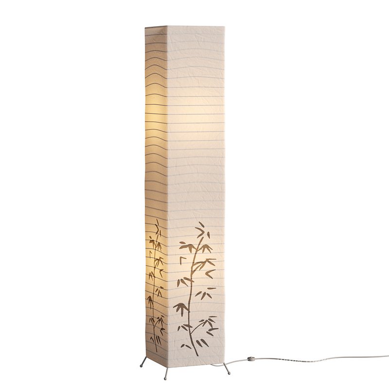 Bamboo printed white paper floor lamp - Image 2