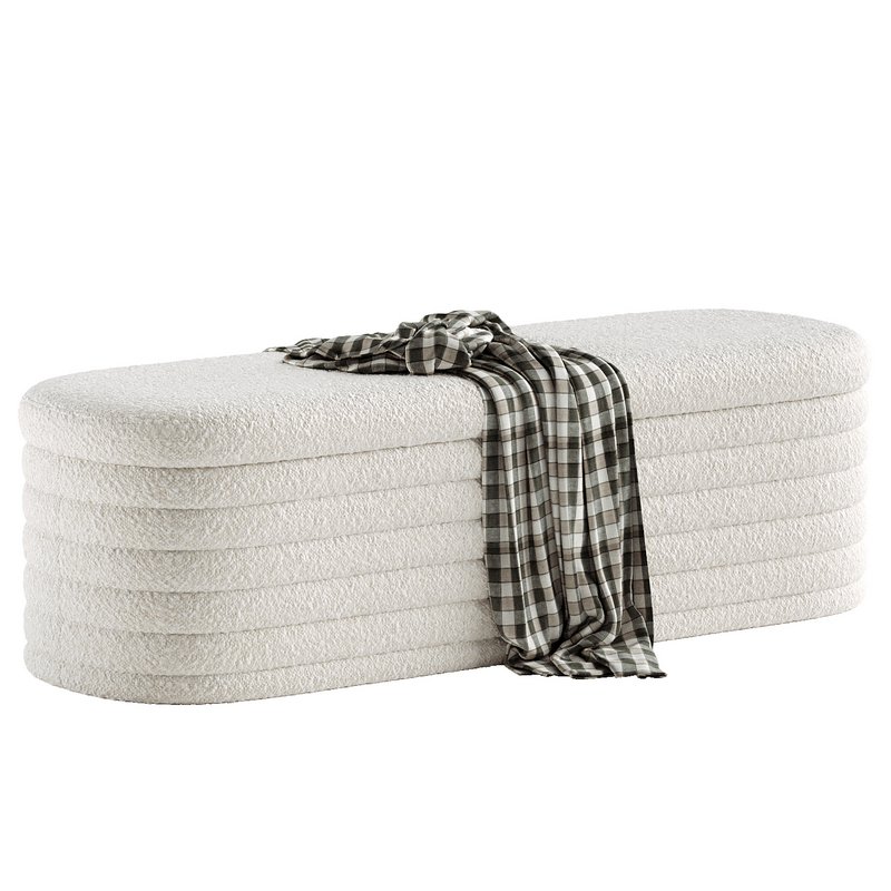 Upholstered Fabric Storage Bench - Image 1