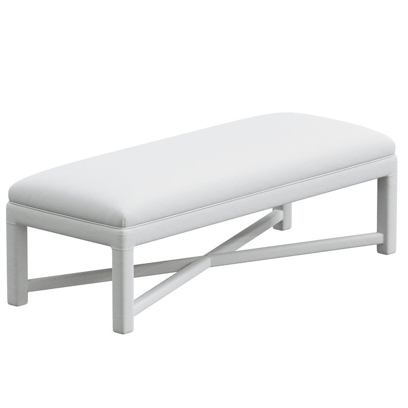Vintage Parsons Upholstered Bench With Stretcher - Image 2